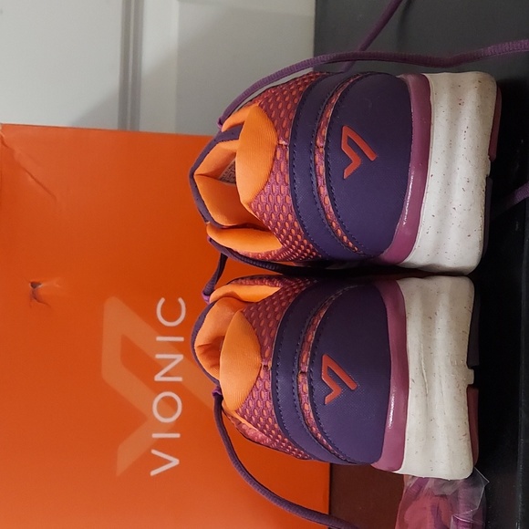 Vionic women's athletic shoes with extra laces, size 10. Purple and orange. - Picture 4 of 6